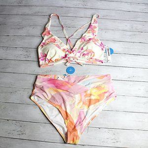 Cupshe Women's Halter Swim Top High Waist Bikini Bottoms Plus
